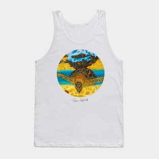 Caribbean unveiled on silk | Sea Turtle Gliding Tank Top